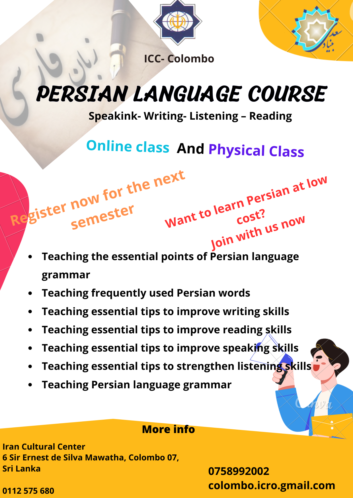 Persian language online or in physical class